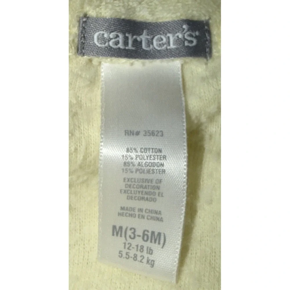 2 VTG Carter's Yellow Pink Flower Terry Cloth Sleeper's Quack/Watch Me Grow 3-6M - Picture 6 of 7